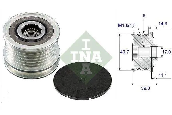INA 535 00 50 10 ALTERNATÖR KASNAK RULMANLI 6-KANAL CHRYSLER-JEEP-MERCEDES