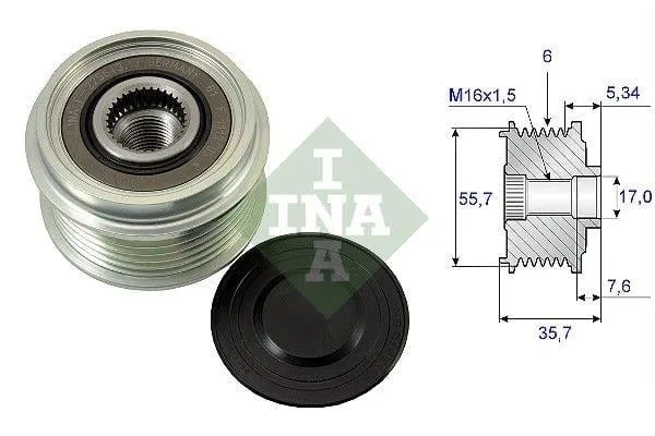INA 535 00 77 10 ALTERNATÖR KASNAK RULMANLI 6-KANAL ALFA ROMEO-FIAT-LANCIA-OPEL