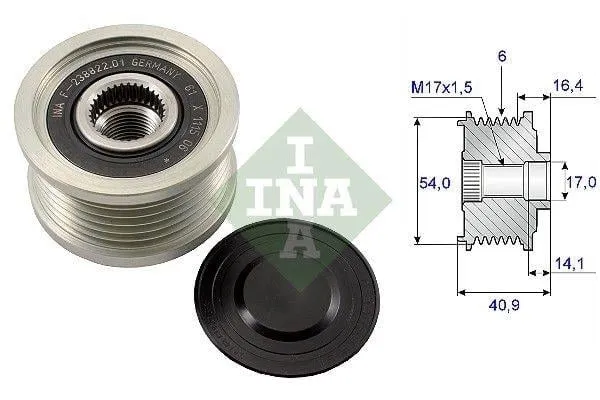 INA 535 01 12 10 ALTERNATÖR KASNAK RULMANLI 6-KANAL ALFA ROMEO-FIAT-LANCIA-OPEL