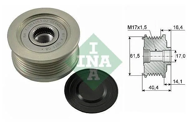 INA 535 01 15 10 ALTERNATÖR KASNAK RULMANLI 6-KANAL FIAT DOBLO/MAREA/STRADA-OPEL VECTRA C