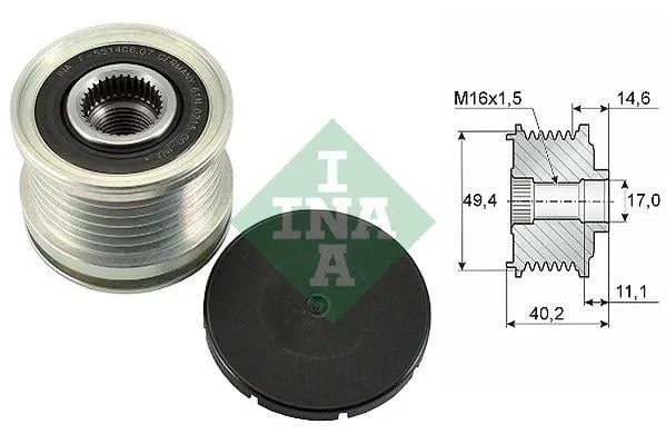 INA 535 01 24 10 ALTERNATÖR KASNAK RULMANLI 6-KANAL AUDI-SEAT-SKODA-VW