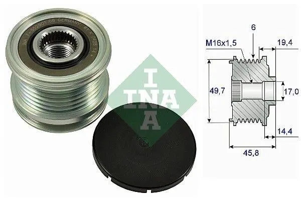 INA 535 01 68 10 ALTERNATÖR KASNAK RULMANLI 6-KANAL FORD-MERCEDES-RENAULT-VW