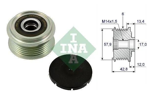 INA 535 02 40 10 ALTERNATÖR KASNAK RULMANLI 6-KANAL TOYOTA AURIS/COROLLA/YARIS/VERSO D-4D
